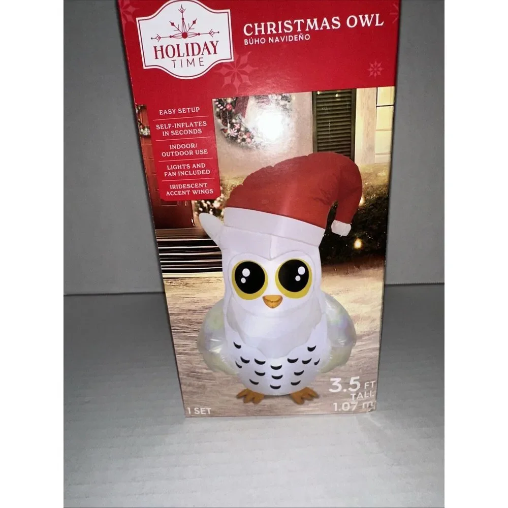 Holiday‎ Time Christmas Owl Inflatable 3.5  ft Tall Outside Yard Decor LED